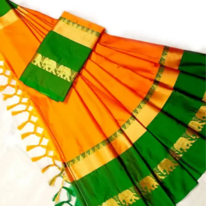 Yellow and green Saree