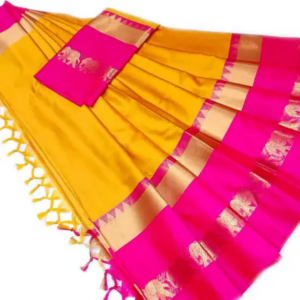 Yellow and pink Saree