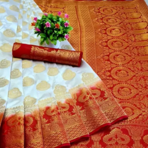 White and red saree