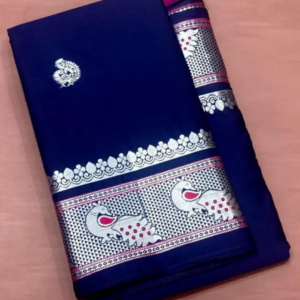 Blue and silver saree