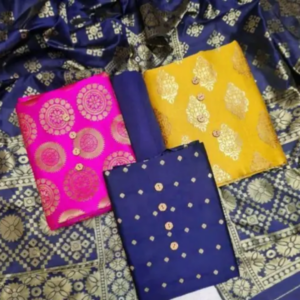 Pink and Yellow dress material combo