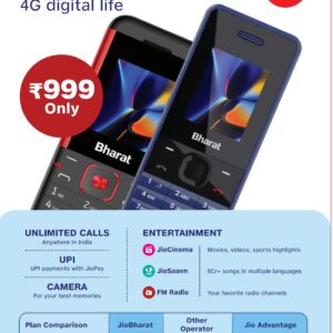 JioBharat K1 Karbonn 4G Keypad Phone with JioCinema JioSaavn JioPay