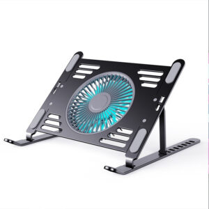 Aluminum Alloy Laptop Stand with 3-Speed Electric Fan – Anti-Slip, Adjustable, Foldable & Heat Dissipation