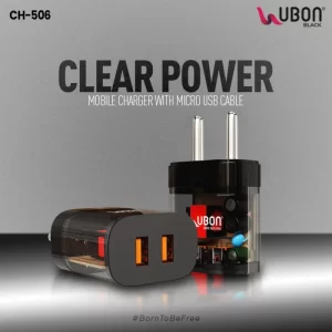 Micro USB Cable & Transparent Mobile Charger (6 month warrenty)