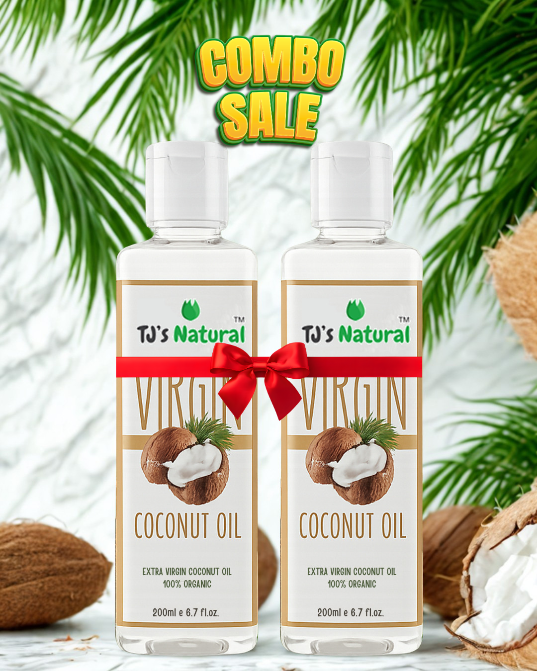 TJ's Naturals Coconut oil (Extra Virgin) 200ml+200ml (combo)